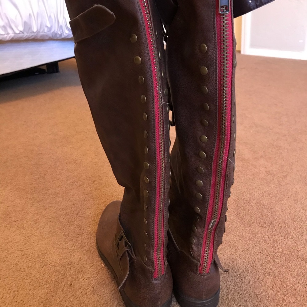 Brown leather boots